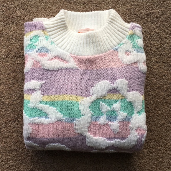 Vintage Sweaters - Vintage Spunky Pastel Flower Sweater